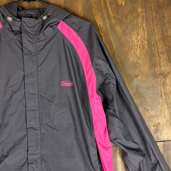 Coleman Womens Jacket Gray Pink Windbreaker Zip Up Outdoor 100% Nylon L/XL - Picture 5 of 11